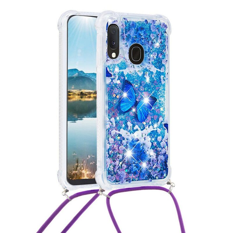 Case Samsung Galaxy A20e Kiristysnyörillä Butterfly Sequin Kiristysnyöri