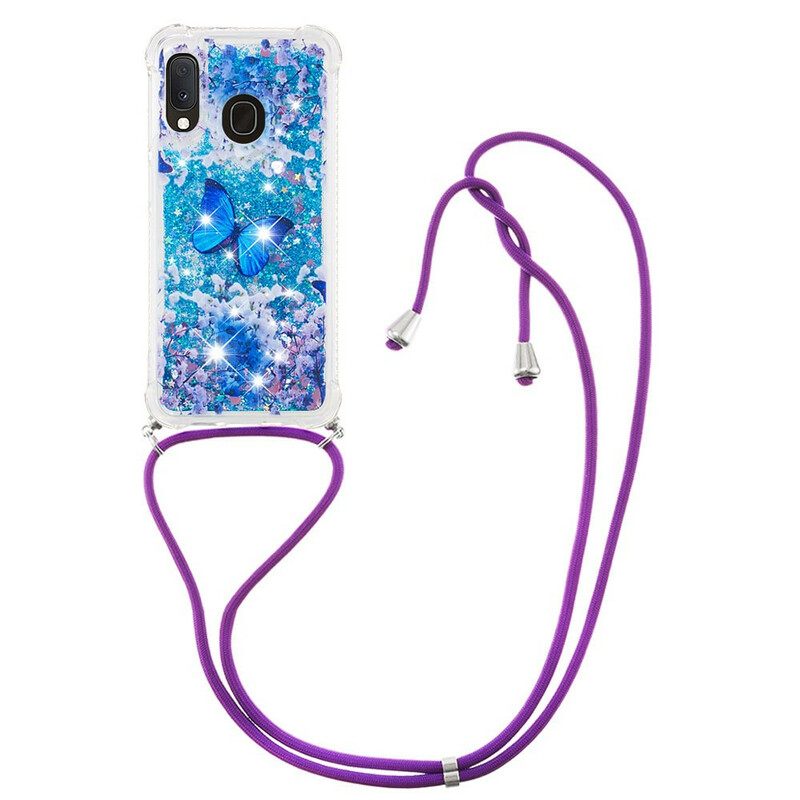 Case Samsung Galaxy A20e Kiristysnyörillä Butterfly Sequin Kiristysnyöri
