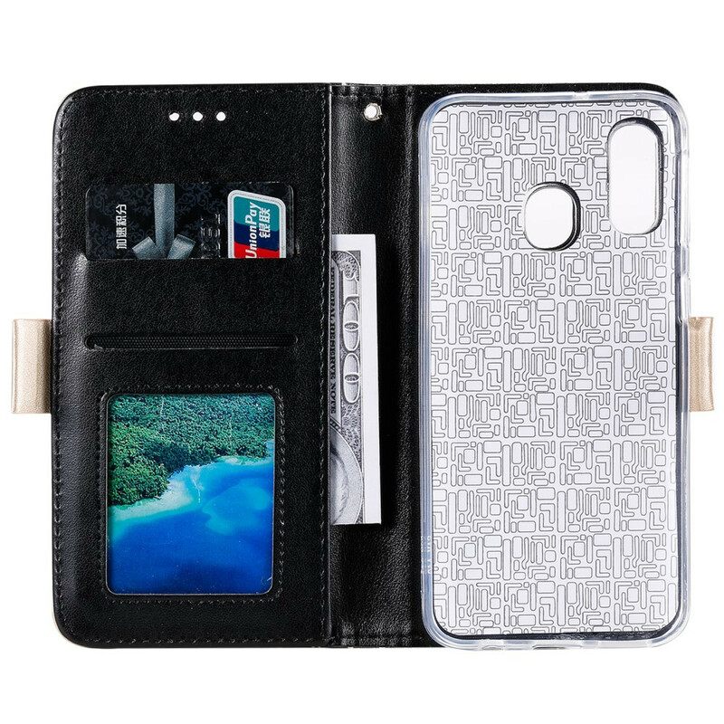 Kotelot Samsung Galaxy A20e Suojaketju Kuori Lace Strap Kolikkokukkaro