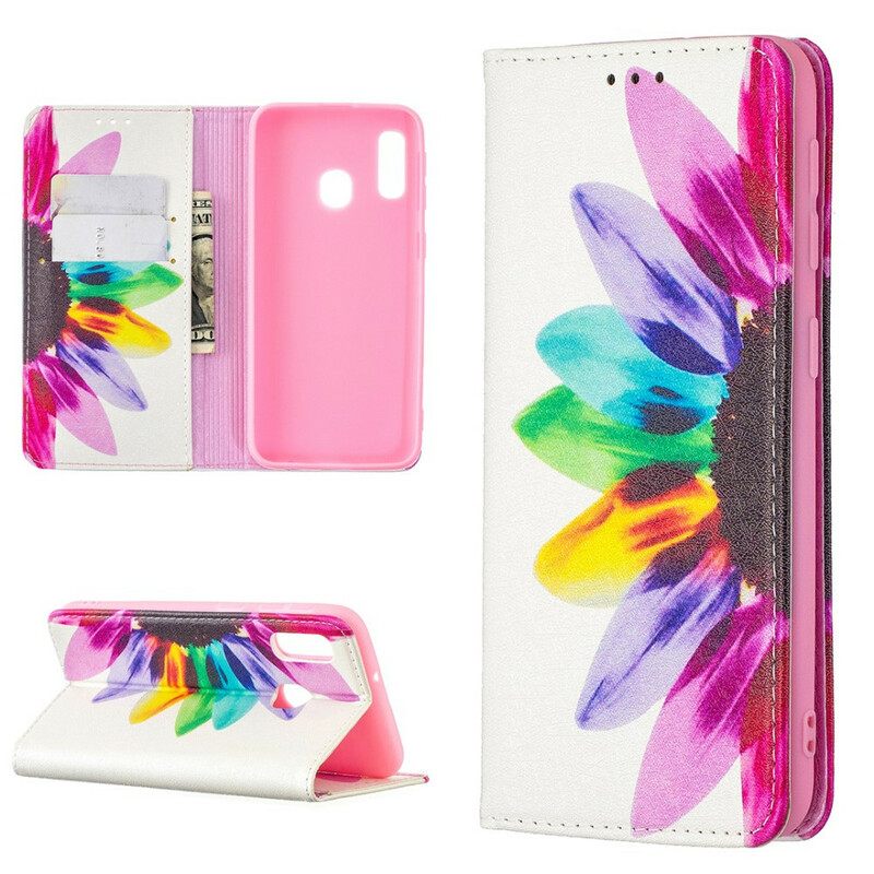 Puhelinkuoret Samsung Galaxy A20e Kotelot Flip Flower Watercolour