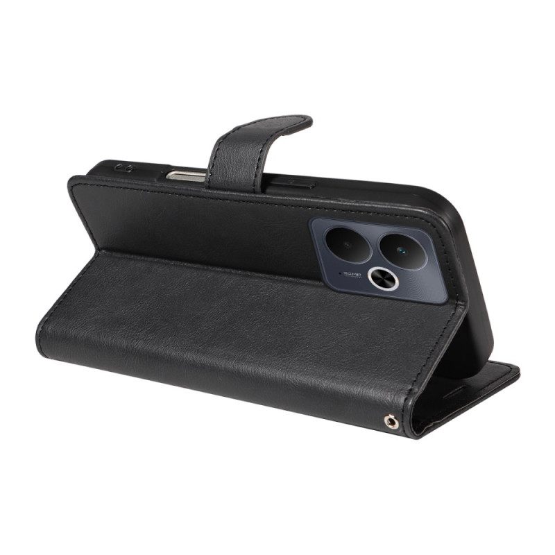 Kotelot Realme 14t 5g Yksivärinen Nahkakuvio Ja Hihna