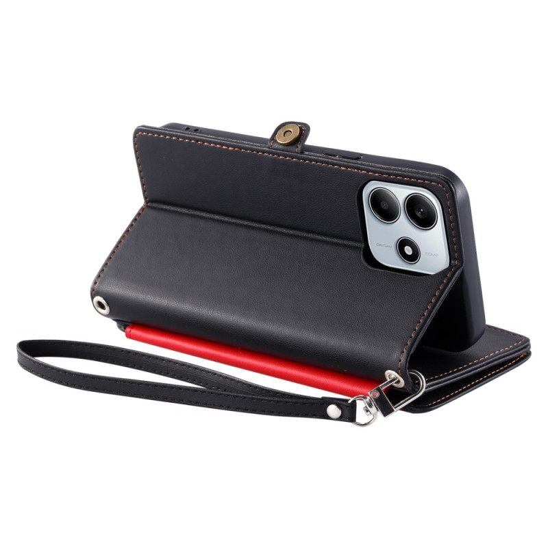 Nahkakotelo Xiaomi Redmi Note 14 5g Lompakko Säädettävällä Hihnalla