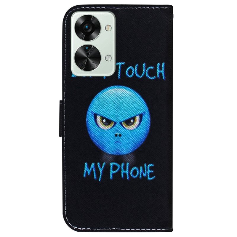 Flip Case OnePlus Nord 2T 5G Suojaketju Kuori Emoji Älä Koske Puhelimeni Kaulanauhaan