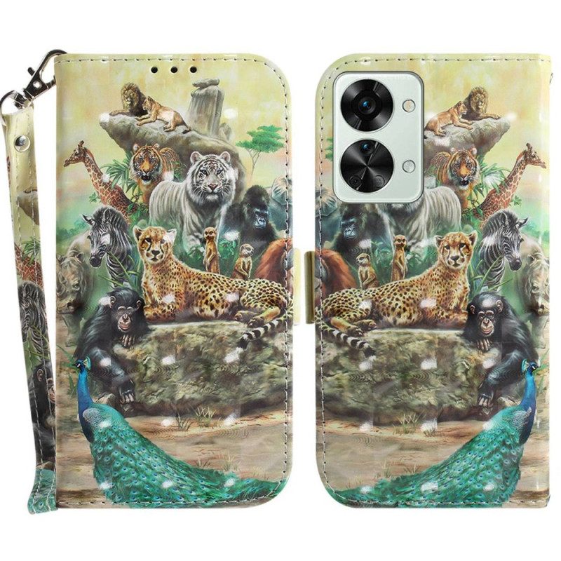 Kotelot OnePlus Nord 2T 5G Suojaketju Kuori Animal Safari Stringit