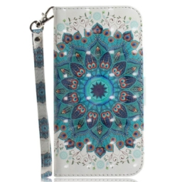 Nahkakotelo OnePlus Nord 2T 5G Suojaketju Kuori Strappy Peacock Crown