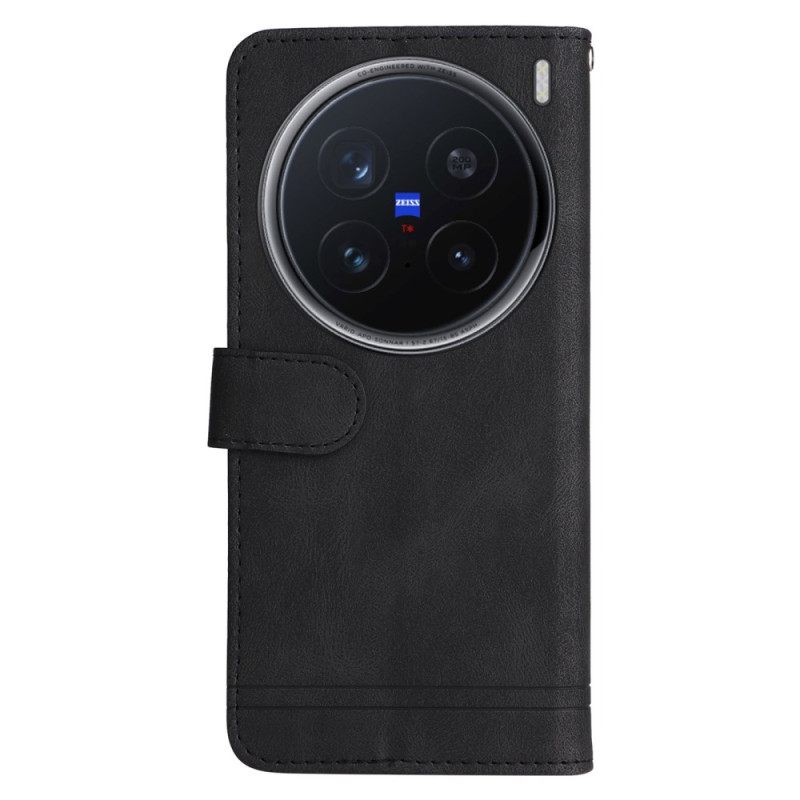 Kotelot Vivo X200 Pro Puhelinkuoret Niitillä Koristeltu Mokkanahkakuvioinen Koriste