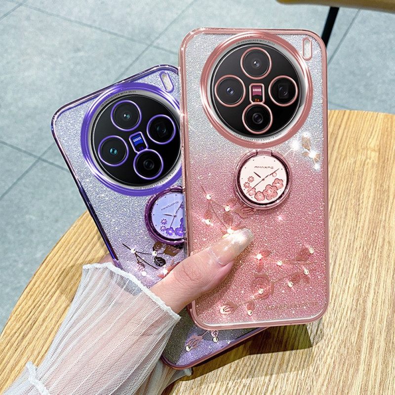 Puhelinkuoret Vivo X200 Pro Kukka- Ja Strassikuvioinen Jalusta Kadem