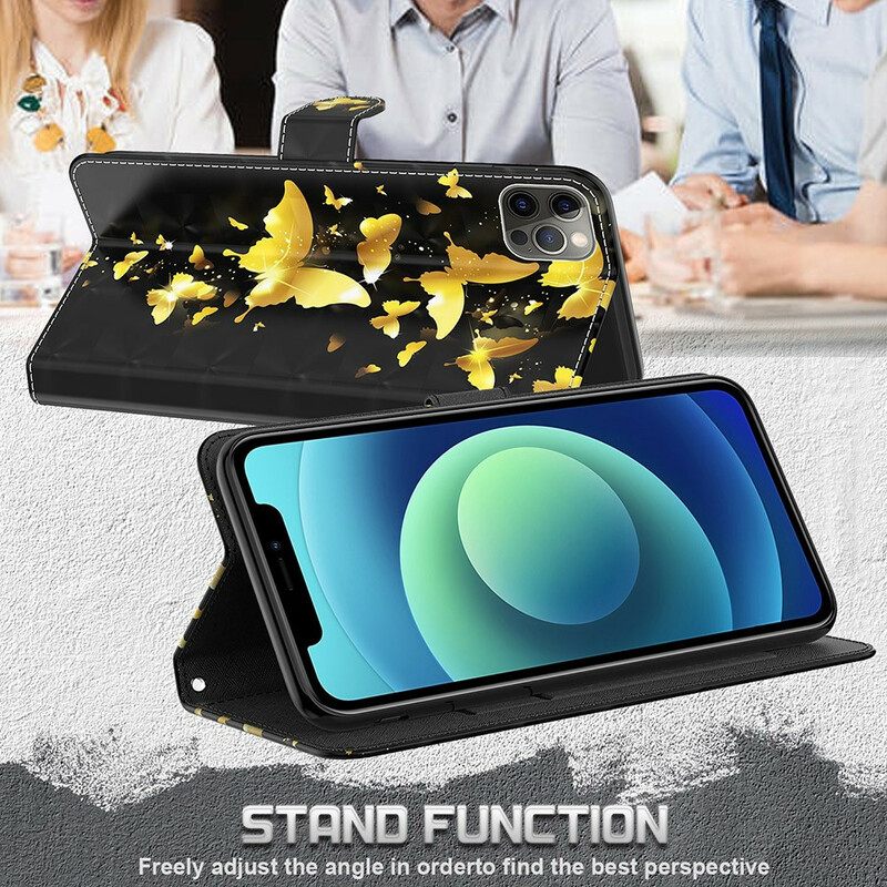 Flip Case Xiaomi Redmi Note 10 5G / Poco M3 Pro 5G Keltaiset Perhoset