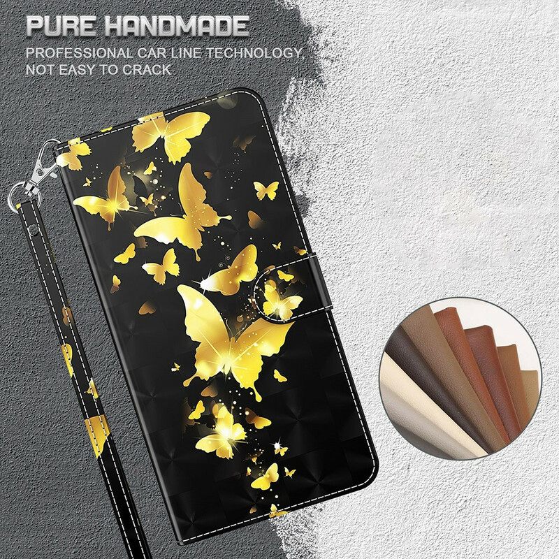 Flip Case Xiaomi Redmi Note 10 5G / Poco M3 Pro 5G Keltaiset Perhoset