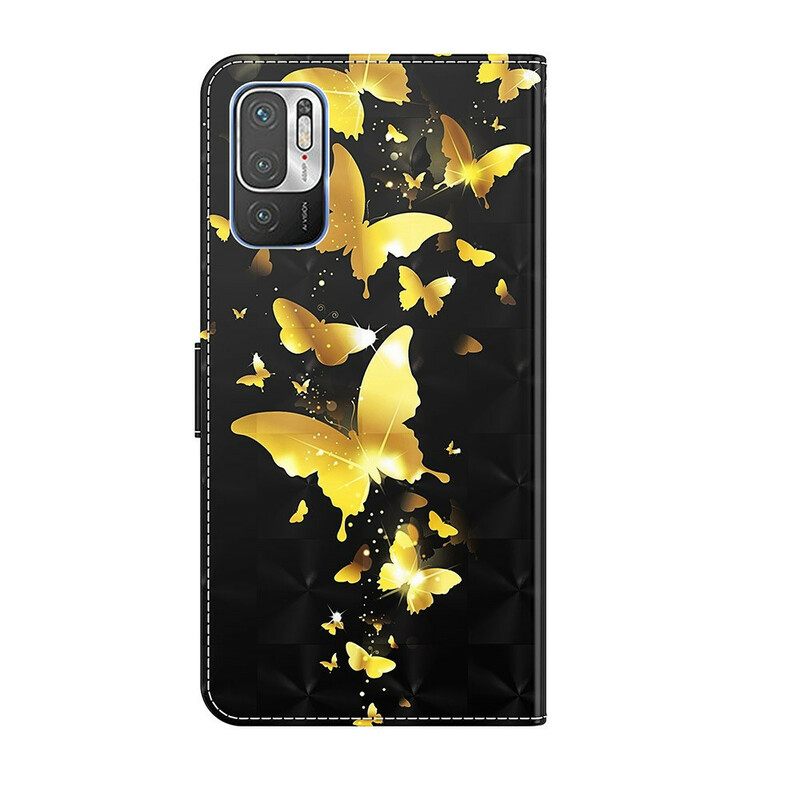 Flip Case Xiaomi Redmi Note 10 5G / Poco M3 Pro 5G Keltaiset Perhoset