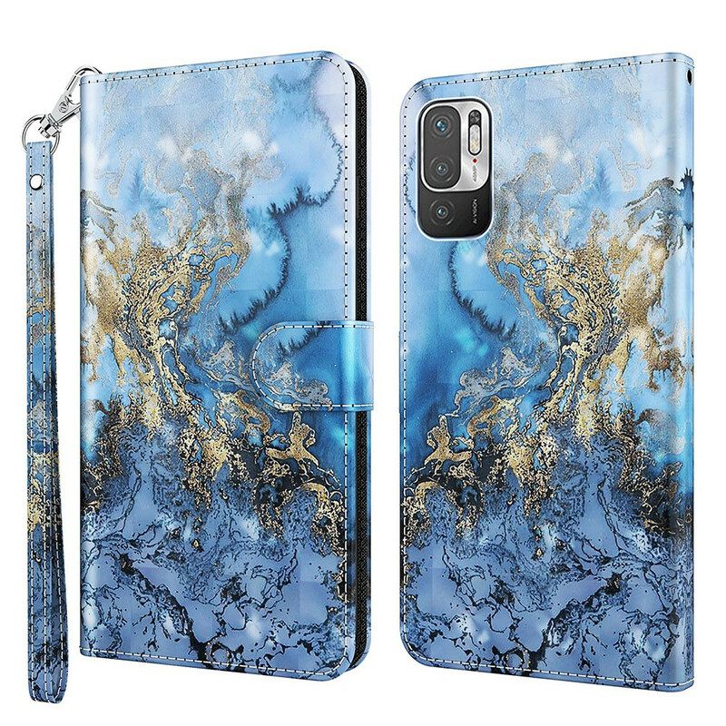 Flip Case Xiaomi Redmi Note 10 5G / Poco M3 Pro 5G Marble Kaulanauhalla