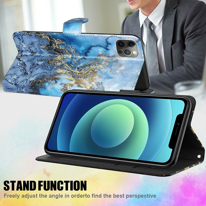 Flip Case Xiaomi Redmi Note 10 5G / Poco M3 Pro 5G Marble Kaulanauhalla