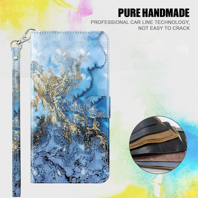 Flip Case Xiaomi Redmi Note 10 5G / Poco M3 Pro 5G Marble Kaulanauhalla