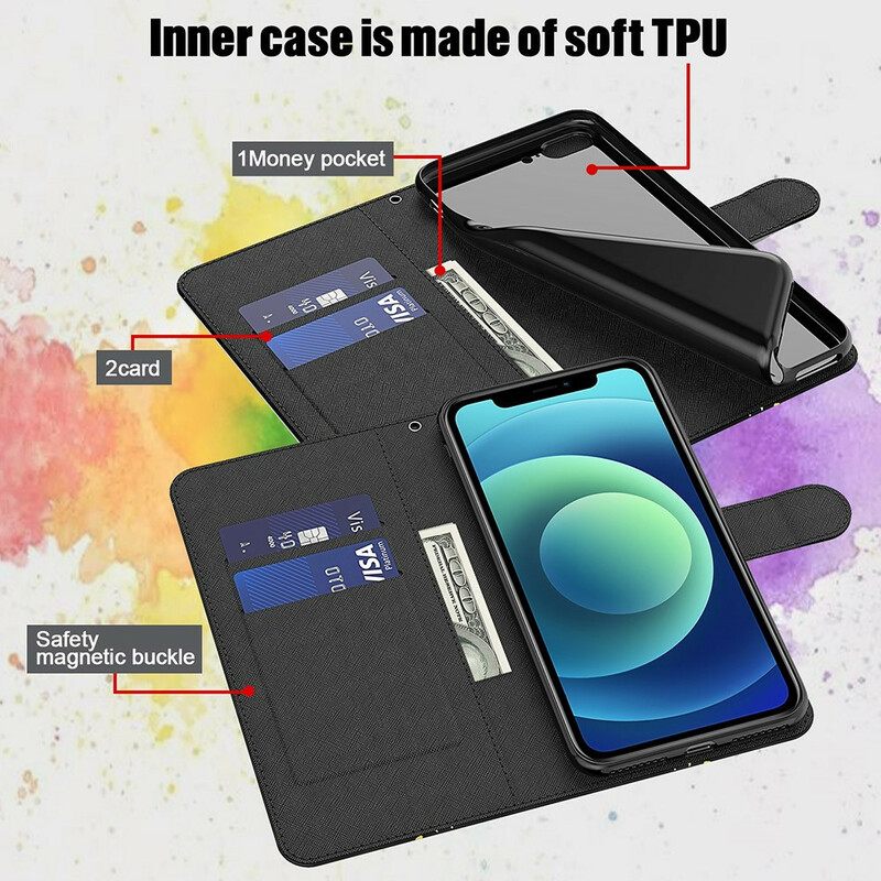 Flip Case Xiaomi Redmi Note 10 5G / Poco M3 Pro 5G Marble Kaulanauhalla
