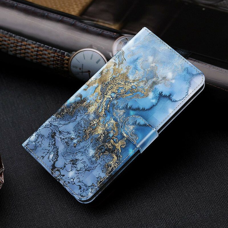 Flip Case Xiaomi Redmi Note 10 5G / Poco M3 Pro 5G Marble Kaulanauhalla