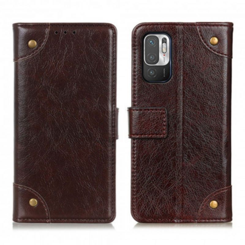 Kotelot Xiaomi Redmi Note 10 5G / Poco M3 Pro 5G Style Nappan Nahkaiset Vintage-niitit