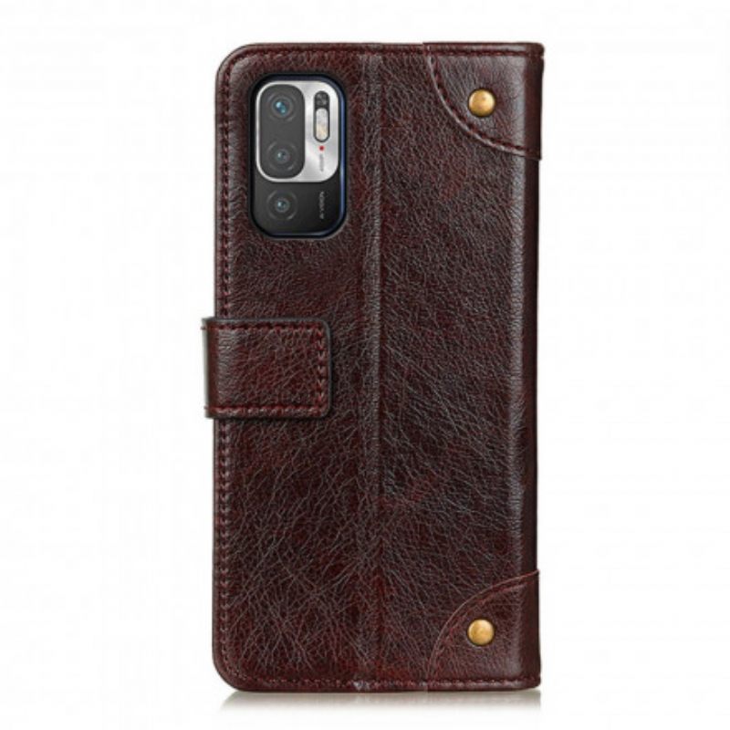 Kotelot Xiaomi Redmi Note 10 5G / Poco M3 Pro 5G Style Nappan Nahkaiset Vintage-niitit