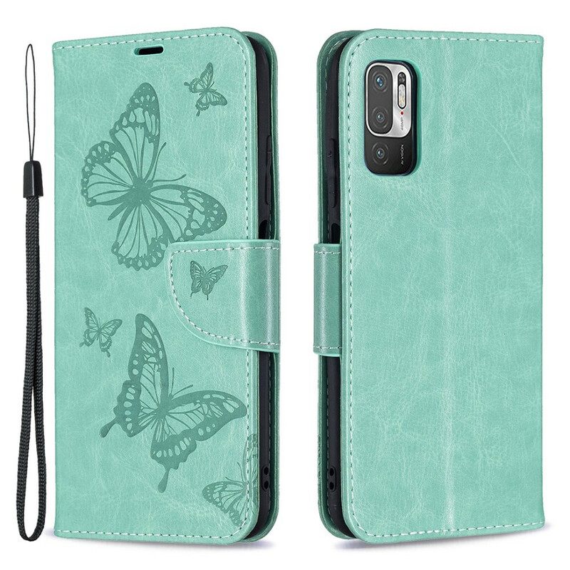 Kotelot Xiaomi Redmi Note 10 5G / Poco M3 Pro 5G Suojaketju Kuori Butterflies Painettu Hihna
