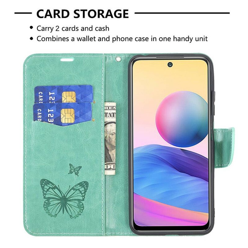 Kotelot Xiaomi Redmi Note 10 5G / Poco M3 Pro 5G Suojaketju Kuori Butterflies Painettu Hihna