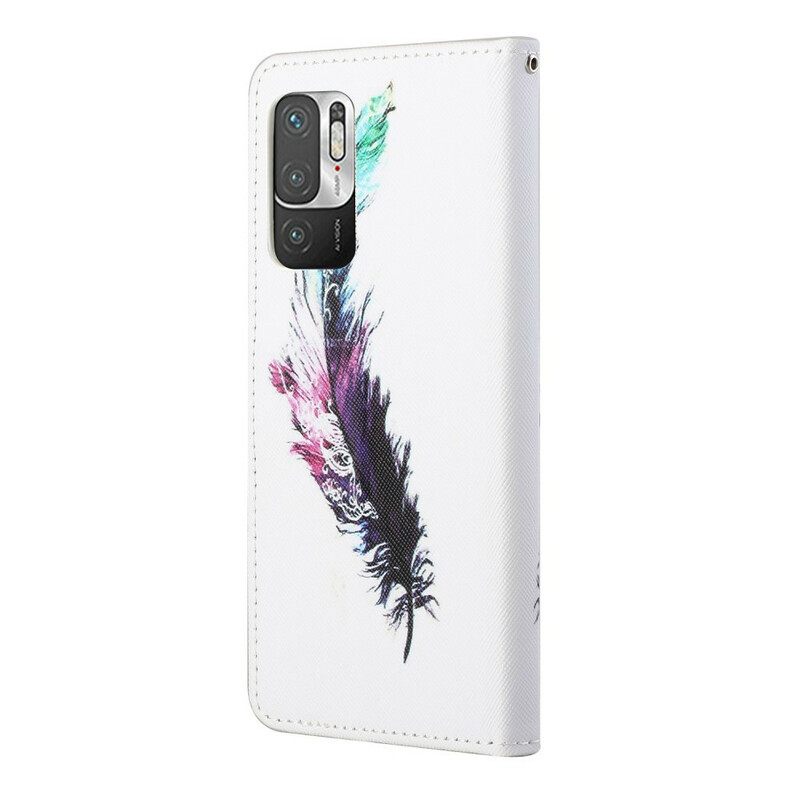 Kotelot Xiaomi Redmi Note 10 5G / Poco M3 Pro 5G Suojaketju Kuori Feather Kaulanauhalla