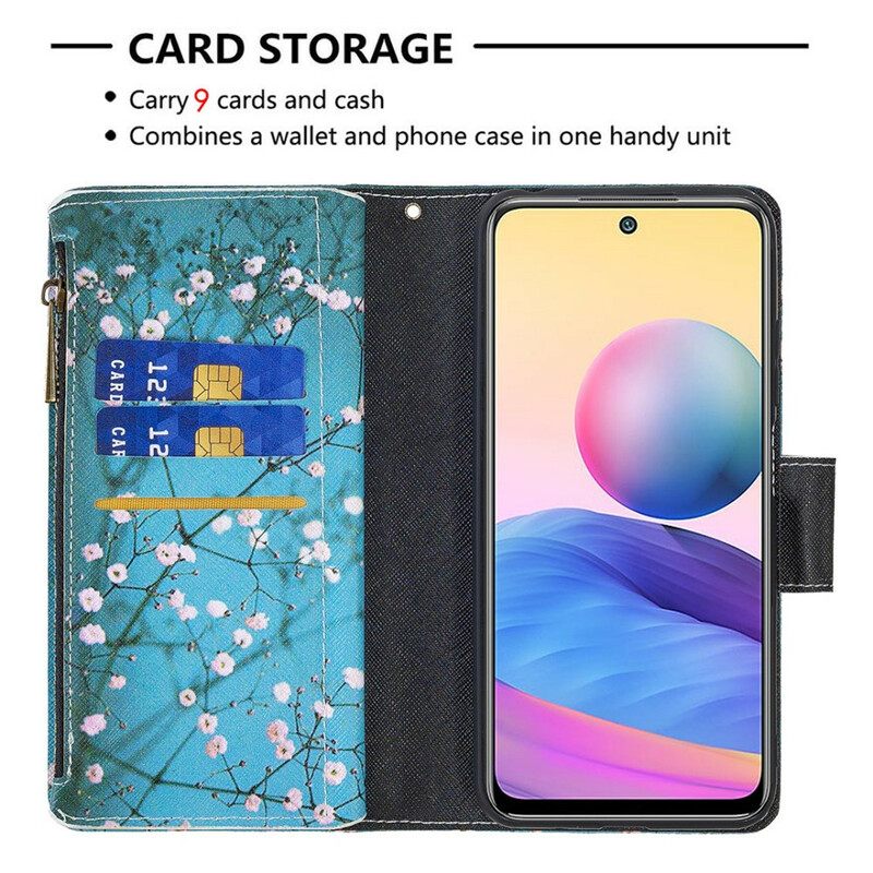 Nahkakotelo Xiaomi Redmi Note 10 5G / Poco M3 Pro 5G Vetoketjullinen Puutasku