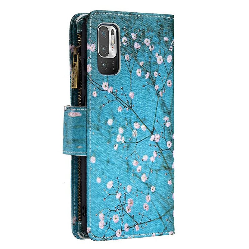 Nahkakotelo Xiaomi Redmi Note 10 5G / Poco M3 Pro 5G Vetoketjullinen Puutasku