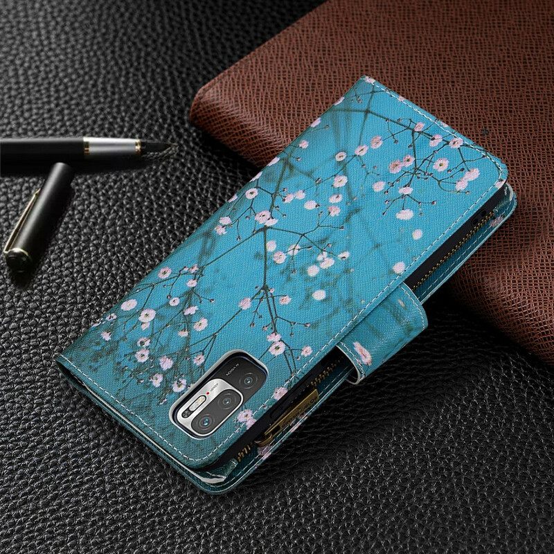Nahkakotelo Xiaomi Redmi Note 10 5G / Poco M3 Pro 5G Vetoketjullinen Puutasku