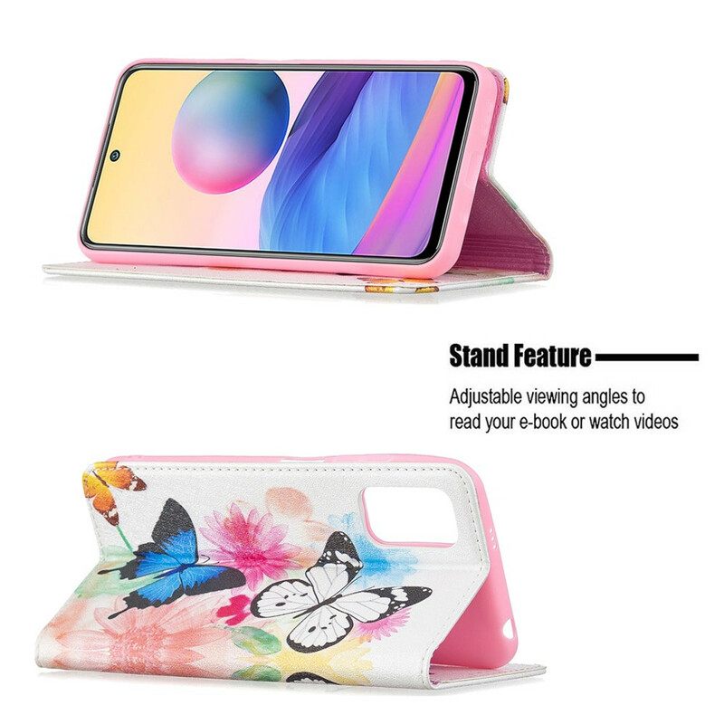 Puhelinkuoret Xiaomi Redmi Note 10 5G / Poco M3 Pro 5G Kotelot Flip Värikkäät Perhoset