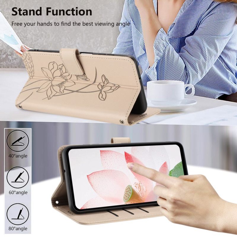 Kotelot Poco C85 Puhelinkuoret Lootuskuvio Hihnalla