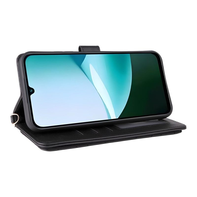 Kotelot Poco C85 Tikattu Malli Hihnalla Ja Olkahihnalla Suojakuori