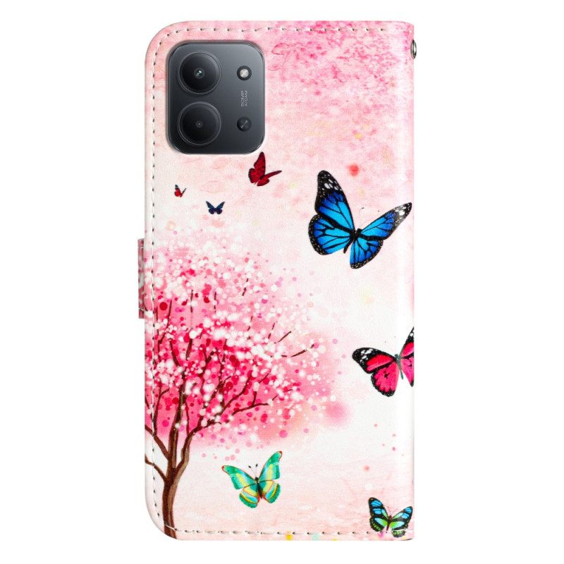 Nahkakotelo Poco C85 Kirsikankukka