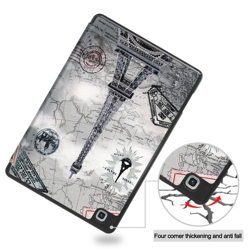 Puhelinkuoret Samsung Galaxy Tab S6 Lite Retro Eiffel Tower Kynäpidike