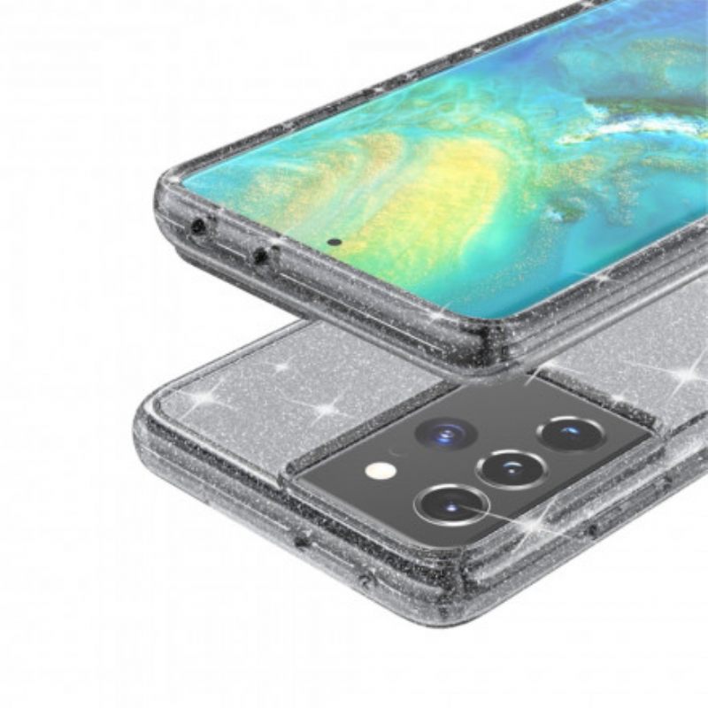 Case Samsung Galaxy S21 Ultra 5G Läpinäkyvät Paljetit