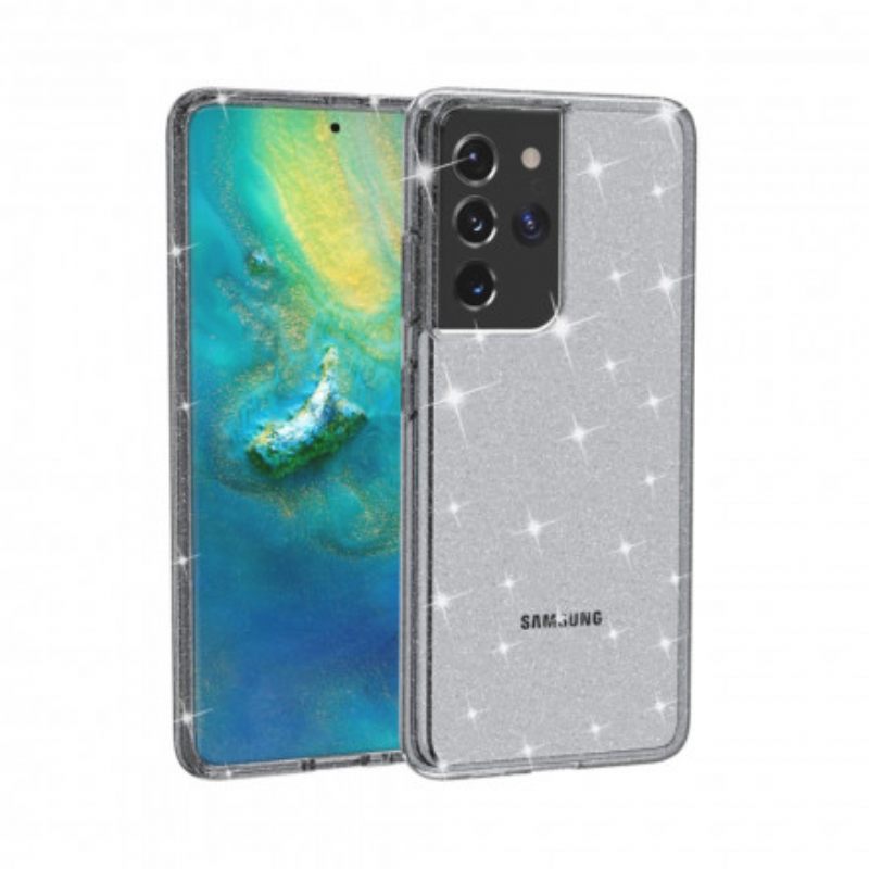 Case Samsung Galaxy S21 Ultra 5G Läpinäkyvät Paljetit