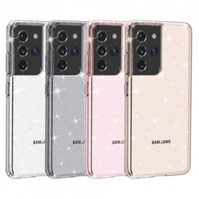 Case Samsung Galaxy S21 Ultra 5G Läpinäkyvät Paljetit