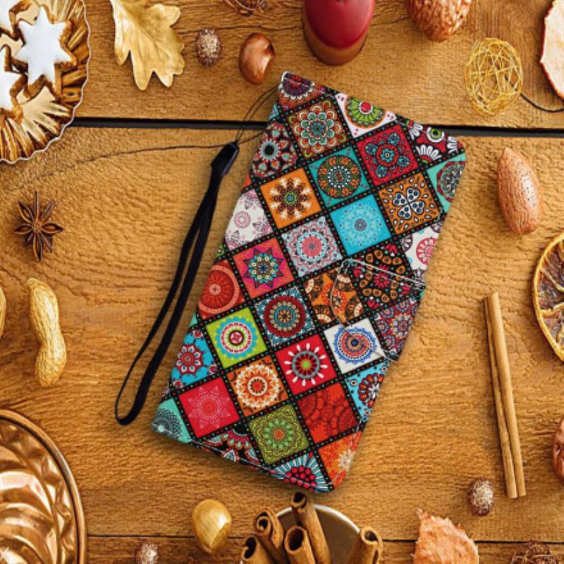Flip Case Samsung Galaxy S21 Ultra 5G Patchwork Mandalas Kaulanauhalla