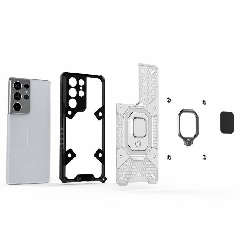 Kuori Samsung Galaxy S21 Ultra 5G Honeycomb Renkaalla