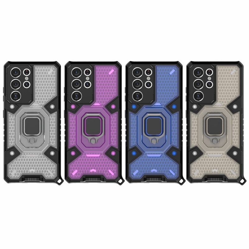 Kuori Samsung Galaxy S21 Ultra 5G Honeycomb Renkaalla