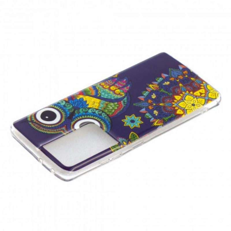 Kuori Samsung Galaxy S21 Ultra 5G Owl Fluoresoiva Mandala