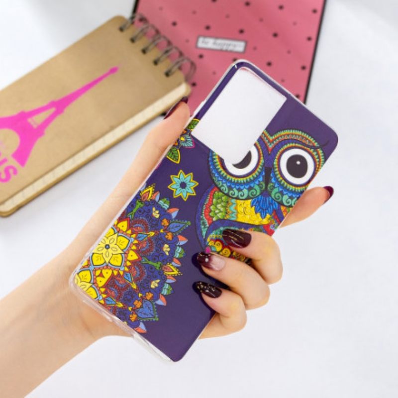 Kuori Samsung Galaxy S21 Ultra 5G Owl Fluoresoiva Mandala