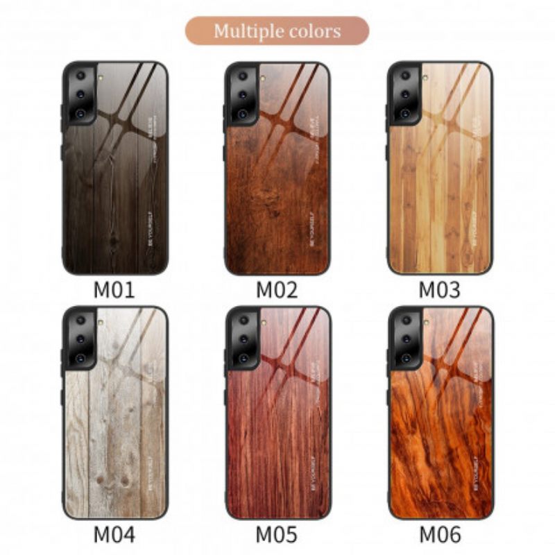 Kuori Samsung Galaxy S21 Ultra 5G Tempered Glass Wood Design