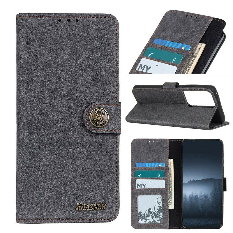 Nahkakotelo Samsung Galaxy S21 Ultra 5G Faux Leather Split Retro Khazneh