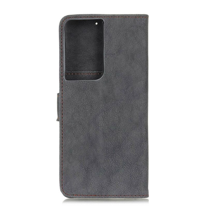 Nahkakotelo Samsung Galaxy S21 Ultra 5G Faux Leather Split Retro Khazneh
