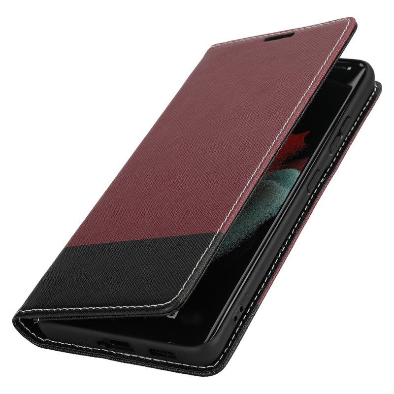 Puhelinkuoret Samsung Galaxy S21 Ultra 5G Kotelot Flip Teksturoitu Kaksisävyinen Keinonahka
