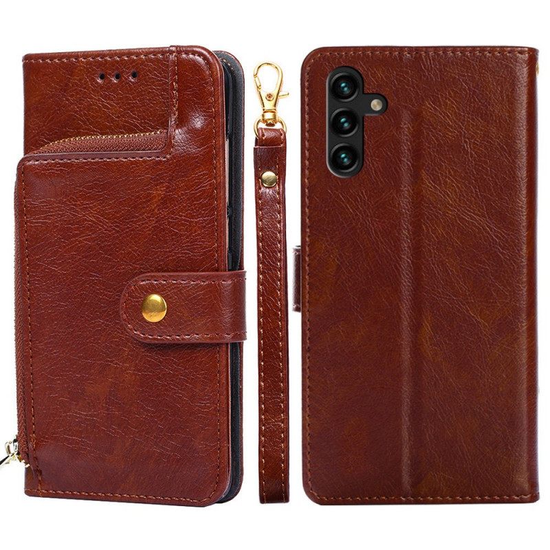 Flip Case Samsung Galaxy A13 5G Etu- Ja Kaulanauhakukkaro
