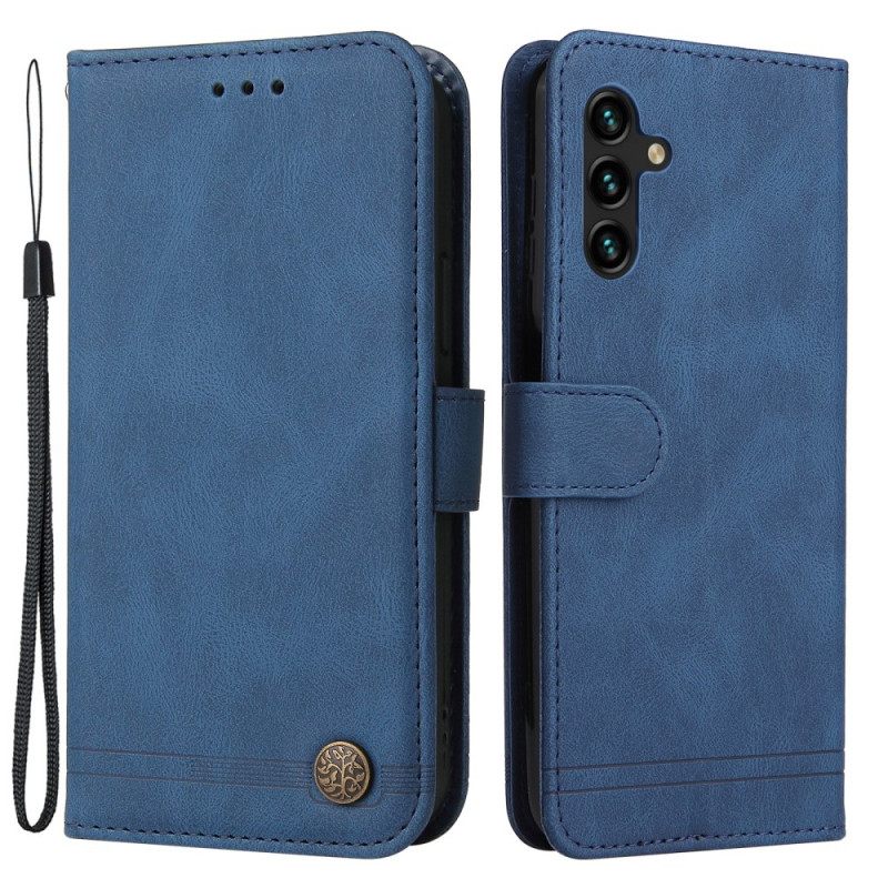 Flip Case Samsung Galaxy A13 5G Faux Leather Niitti Ja Nauha