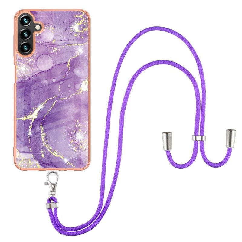 Kuori Samsung Galaxy A13 5G Kiristysnyörillä Cord Marble Designille