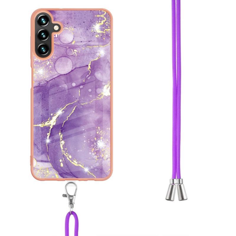 Kuori Samsung Galaxy A13 5G Kiristysnyörillä Cord Marble Designille