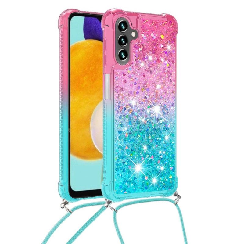Kuori Samsung Galaxy A13 5G Silikonipaljetteja Ja Johto