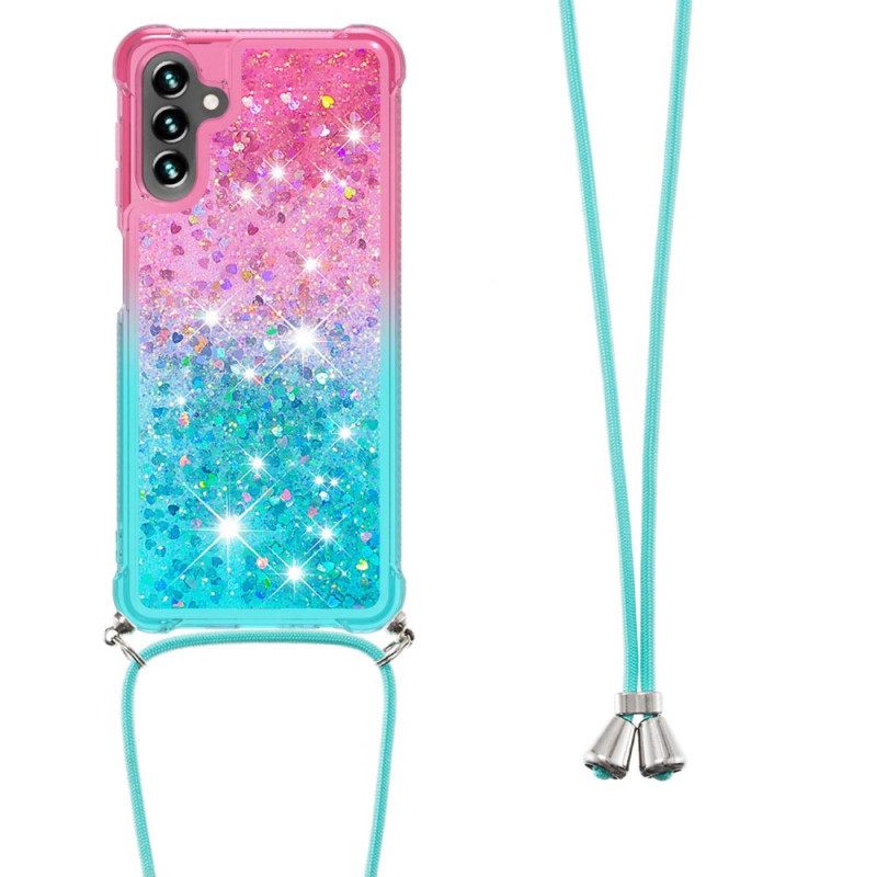 Kuori Samsung Galaxy A13 5G Silikonipaljetteja Ja Johto